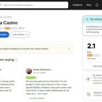 Current Malina Casino Trustpilot profile header showing aggregate score and review count
