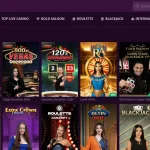 Current Malina live casino lobby showing live category navigation and representative table tiles