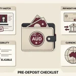 Editorial checklist illustration for checking an AUD casino deposit before confirming it